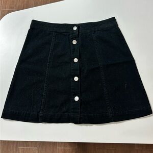 Divided Black Denim Mini Skirt with Buttons